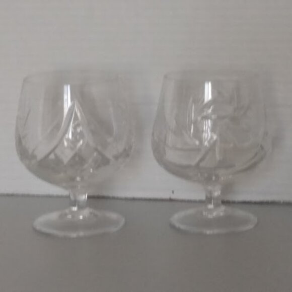 Pair Of Crystal Pinwheel Brandy Snifters - Picture 1 of 5
